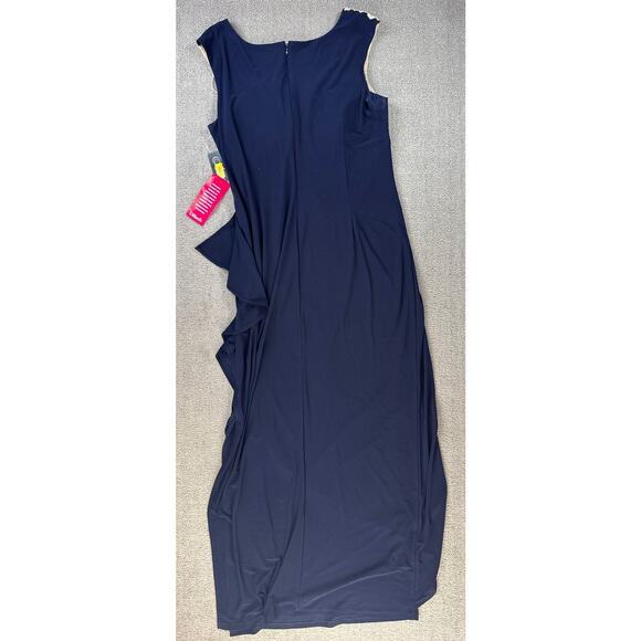 NWT Alex Evenings Formal Dress Max Sleeveless Rhinestone Navy Size 18 - Picture 2 of 7